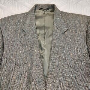 Blazer Men Gray Tweed Circle S Western 44R Speck Herringbone cowboy western